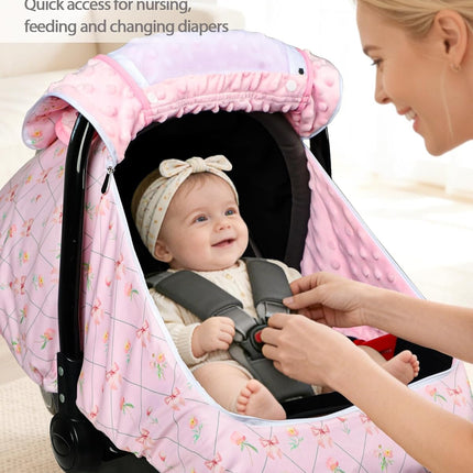 Infant Car Seat Cover with Mesh for Baby Girls