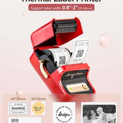 B21 Inkless Bluetooth 2 Inch Portable Thermal Label Printer in Red
