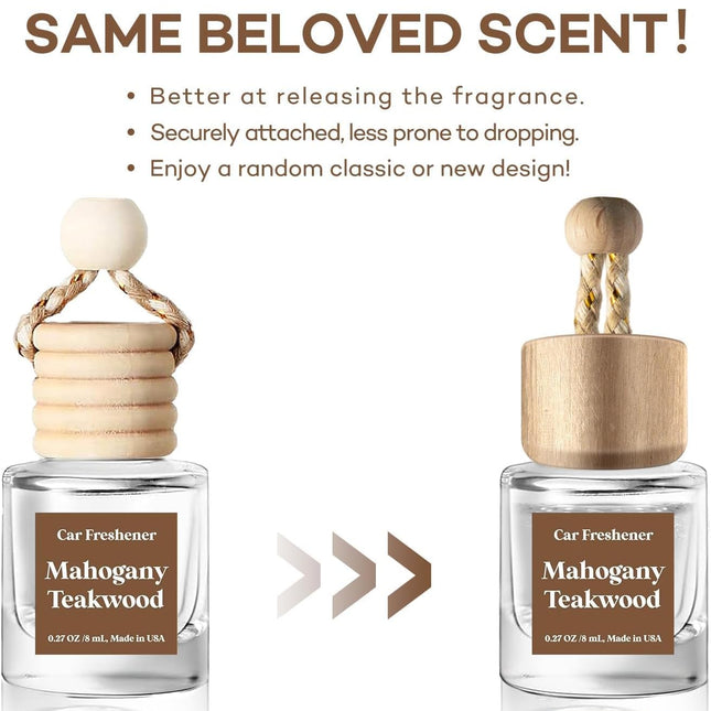 Hanging Car Air Freshener 2 Pack - Mahogany Teakwood Essential Oil Diffuser