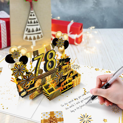 78th Birthday 3D Pop Up Card with 1948 Gold Retro Theme