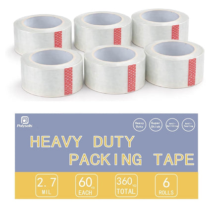 SourceToHome FuenteACasa POLYSELLS 2.7 Mil Clear Packing Tape 6 Rolls, 1.88" x 60 Yards Per — Home & Lifestyle