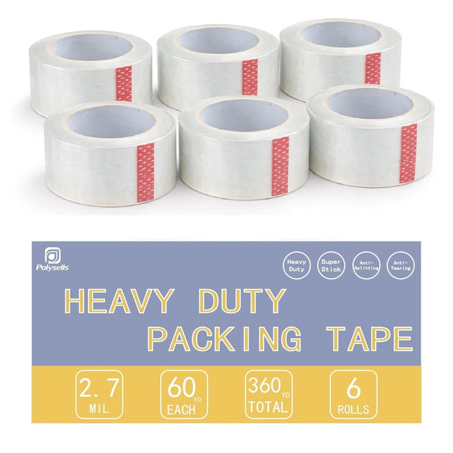 SourceToHome FuenteACasa POLYSELLS 2.7 Mil Clear Packing Tape 6 Rolls, 1.88" x 60 Yards Per — Home & Lifestyle