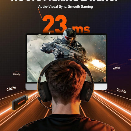 Wireless Gaming Headset with Mic, 100-Hour Battery, 23ms Sync - Orange