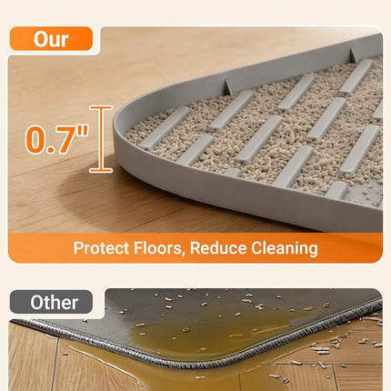 47" x 37" Extra Large Grey Silicone Cat Litter Box Mat