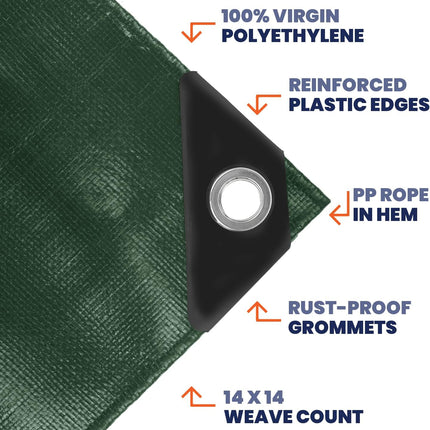 TerraBound TierraRumbo Tarpco Safety Extra Heavy Duty 14 Mil Tarp Cover, Waterproof — Outdoor & Adventure
