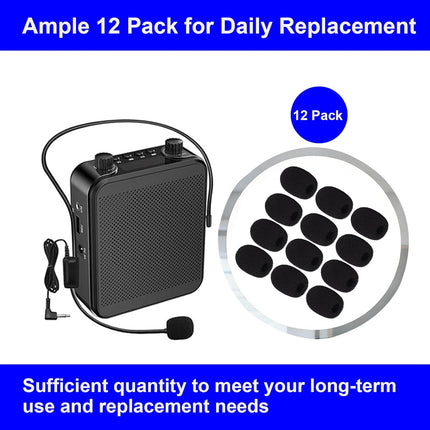 12 Pack Foam Microphone Covers for Lapel and Headset Microphones