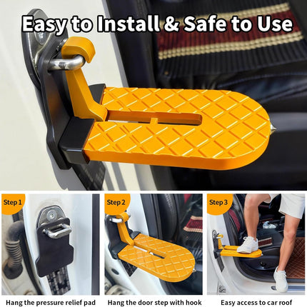 Yellow Foldable Car Door Step for Roof Access