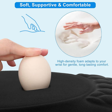 Ergonomic Mouse Pad with Wrist Rest, Black Memory Foam Support