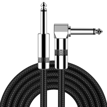 10 ft Right-Angle to Straight Instrument Cable, Black