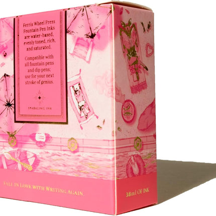 Pink Sugar Beach Hot Pink Fountain Pen Ink with Electric Blue Shimmer, 38ml Bottle