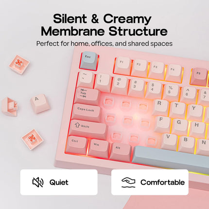 Pink Full Size USB-C Wired Membrane Gaming Keyboard