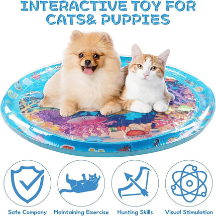 PawHaven RefugioPata Aqua Cats Water Mat with Fish,Cat Dog Water Mat,Thickened Durable Non-Slip — Pet Supplies