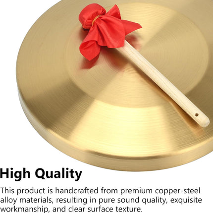 12.6 Inch Copper Alloy Gong with Beater and Red Hanging Ribbon