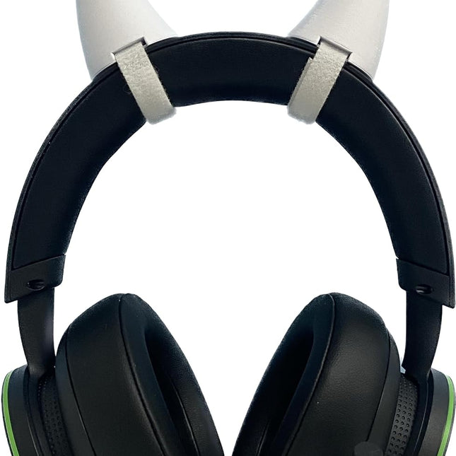 2-Piece 3D Printed Devil Horns for Headsets and Cosplay - White
