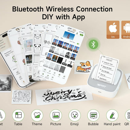 Portable Inkless Bluetooth Sticker Printer - Gray