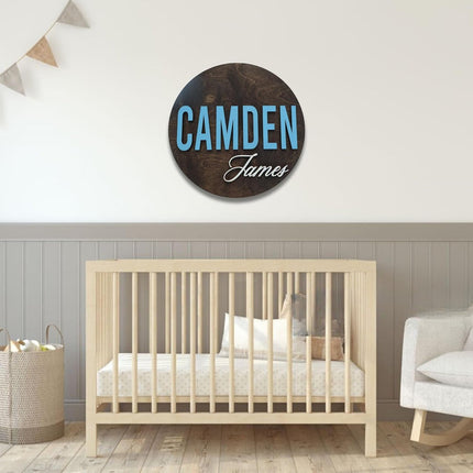 Custom Round Nursery Name Sign, Personalized 3D Wooden Wall Plaque