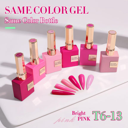 6-Piece 15 mL Bright Neon Gel Polish Set in Light Pink Purple