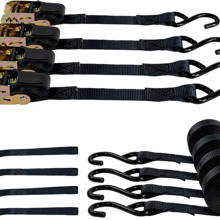 DriveForge ForjaRuta 4-Pack Ratchet Straps, 15 Feet -1800 lb Break Strength Heavy Duty Ratchet — Auto & Moto