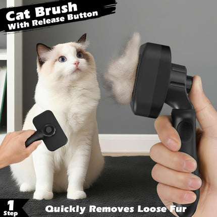 3-Piece Cat Grooming Supplies Set in Black Grey