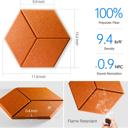12 Pack Self-Adhesive Acoustic Panels
