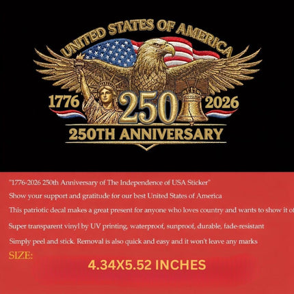 2Pcs 250th Anniversary USA Vinyl Stickers