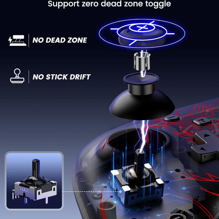 Wireless PC Gaming Controller with Hall Effect Joysticks, Charging Dock & RGB