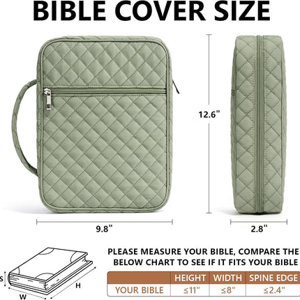 Bible Cover Case for Women Large Quilted Church Bag with Handle