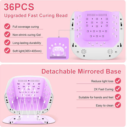 Cordless 80W Rechargeable UV LED Nail Lamp in White