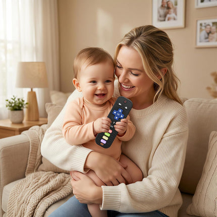 Baby Remote Control Sensory Teether, Black Silicone Chew Toy