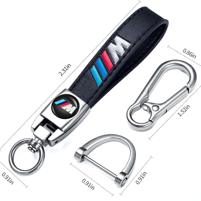Black Genuine Leather Braided Car Keychain