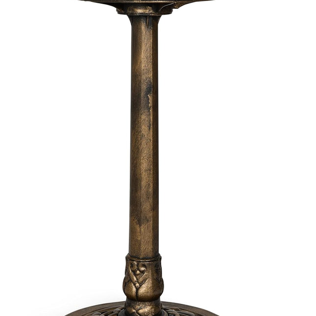 Outdoor Garden Bird Bath with Bird - Bronze Polyresin, 30 Inch