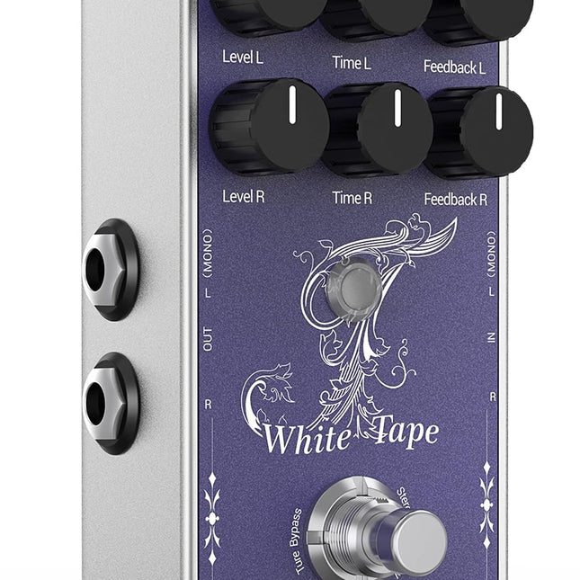 White Tape Stereo Analog Delay Pedal with Echo Effect