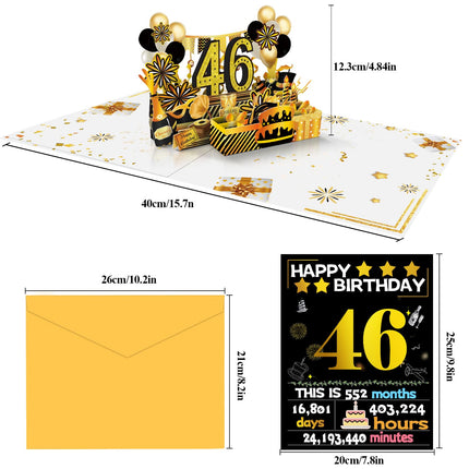 46th Birthday 3D Pop Up Card, Back in 1980 Gold Retro Theme