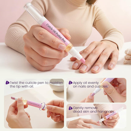 2-Piece 2-in-1 Ceramic Cuticle Remover and Oil Pusher Pen Set
