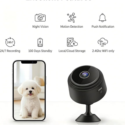 Hidden Camera for Home Use, Mini Security WiFi Camera, HD 1080P Outdoor/Indoor Night Vision Cam for Baby, Pets, Compatible with Smartphone, Tablets N/J (6 PCS Mini)