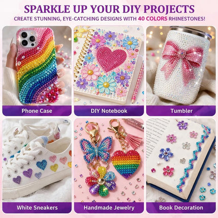 40-Color Resin Jelly Flatback Rhinestone Bedazzling Kit