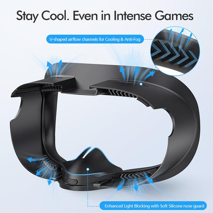 Black Sweat-Proof PU Leather Foam VR Face Pad
