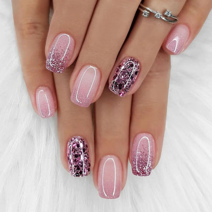 Medium Square Multicolor Reusable Press-On Nails, 30 PCS