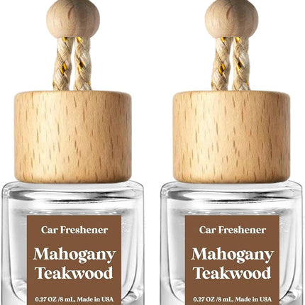 Hanging Car Air Freshener 2 Pack - Mahogany Teakwood Essential Oil Diffuser