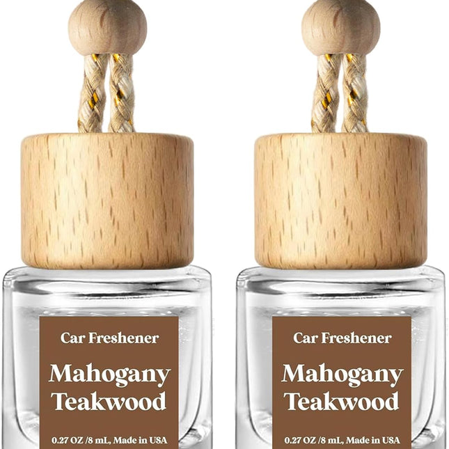 Hanging Car Air Freshener 2 Pack - Mahogany Teakwood Essential Oil Diffuser