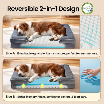 Orthopedic Dog Bed Couch and Cat Sofa for Large Pets, 35-Inch Gray