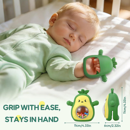 Avocado Baby Teething Toy with Rattle