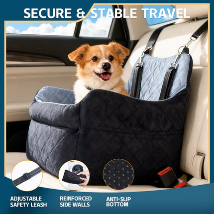 Elevated Dog Car Seat for Small Dogs with Leash