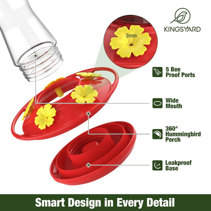 2-Pack Clear Glass Hanging Hummingbird Feeders, 10 oz
