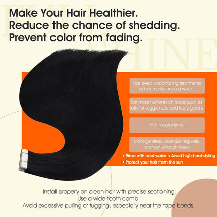 18-Inch Jet Black Remy Human Hair Tape-In Extensions