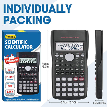 2 Pack Scientific Calculators with 2-Line Large Screen Display