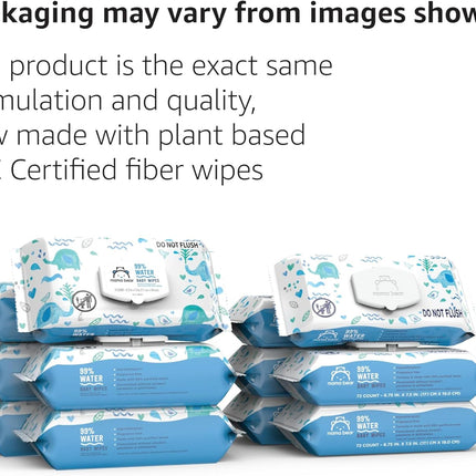 99% Water Baby Wipes, Fragrance Free, 72 Count, Pack of 6