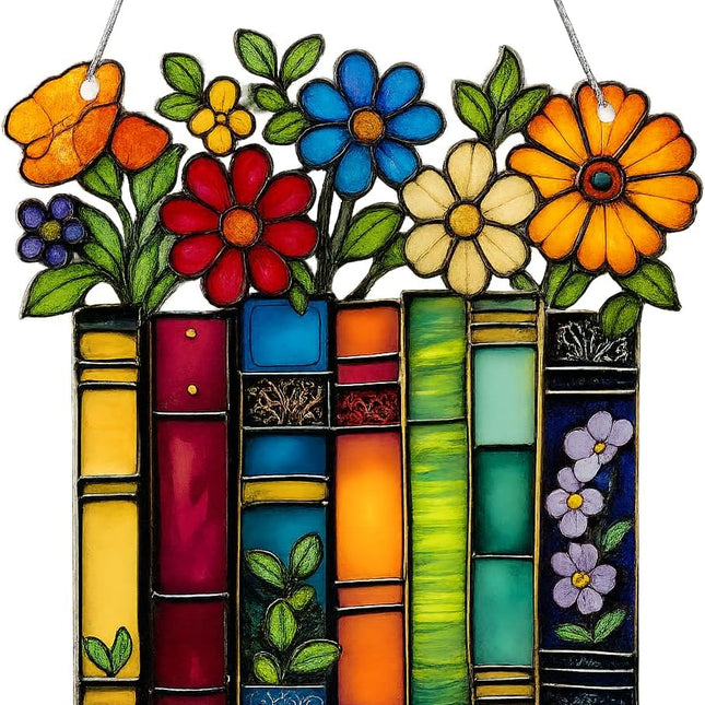 Book Lovers Faux Stained Glass Hanging Ornament