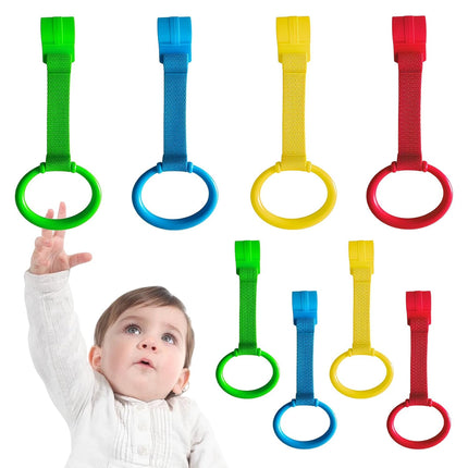 8Pcs Baby Playpen Pull up Rings, 4 Colors