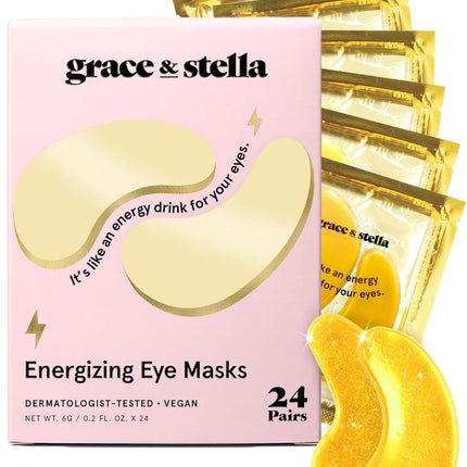 Gold Gel Under Eye Patches for Puffiness and Dark Circles, Vegan, 24 Pairs